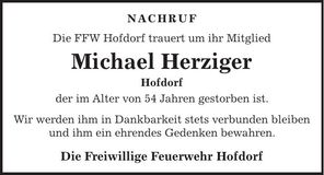 Traueranzeige Michael Herziger