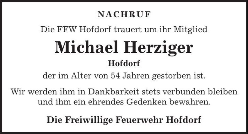 Traueranzeige Michael Herziger