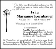 Traueranzeige Marianne Kornbauer