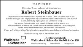 Traueranzeige Robert Steinbauer