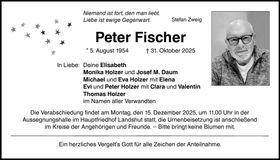 Traueranzeige Peter Fischer