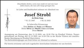 Traueranzeige Josef Strobl