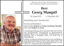 Traueranzeige Georg Mangstl