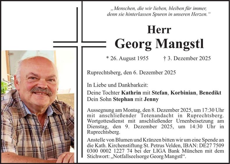 Traueranzeige Georg Mangstl