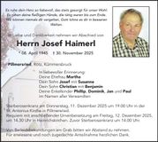 Traueranzeige Josef Haimerl