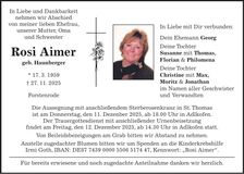 Traueranzeige Rosi Aimer