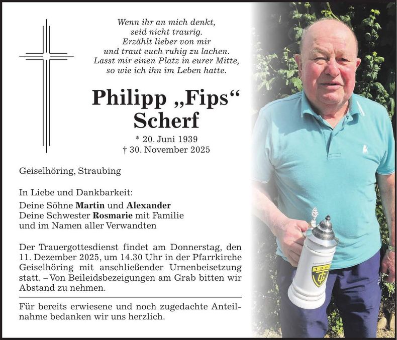 Traueranzeige Philipp Scherf