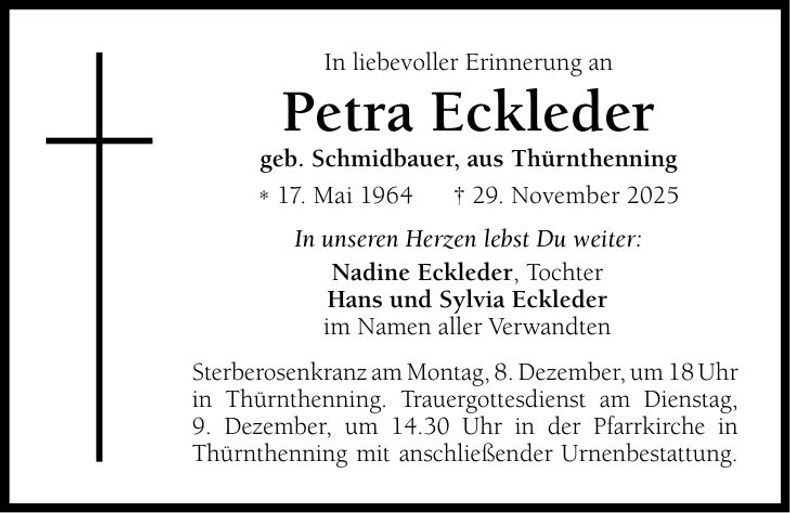 Traueranzeige Petra Eckleder