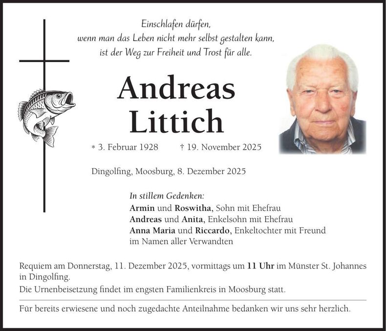 Traueranzeige Andreas Littich