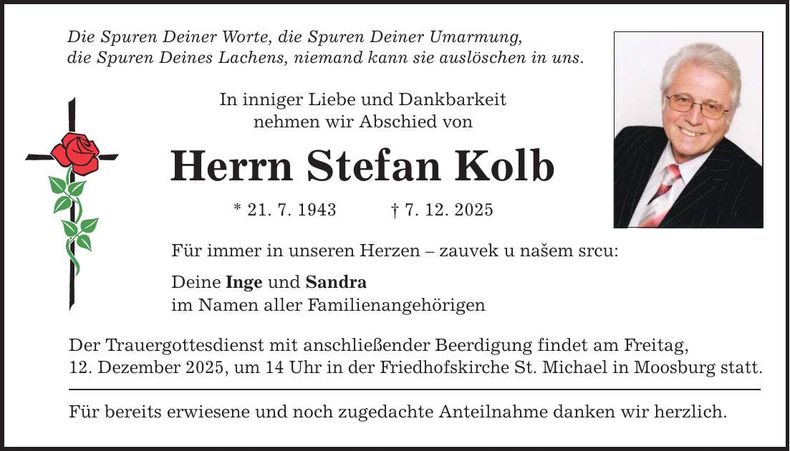 Traueranzeige Stefan Kolb