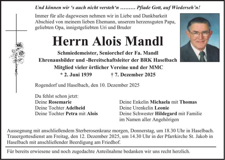 Traueranzeige Alois Mandl