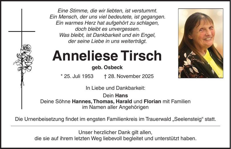 Traueranzeige Anneliese Tirsch