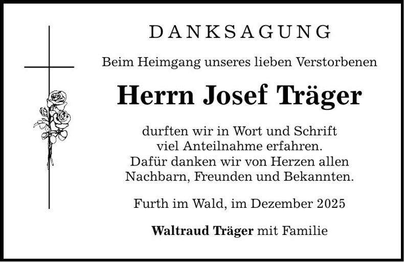 Traueranzeige Josef Träger
