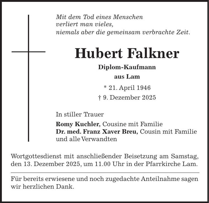 Traueranzeige Hubert Falkner