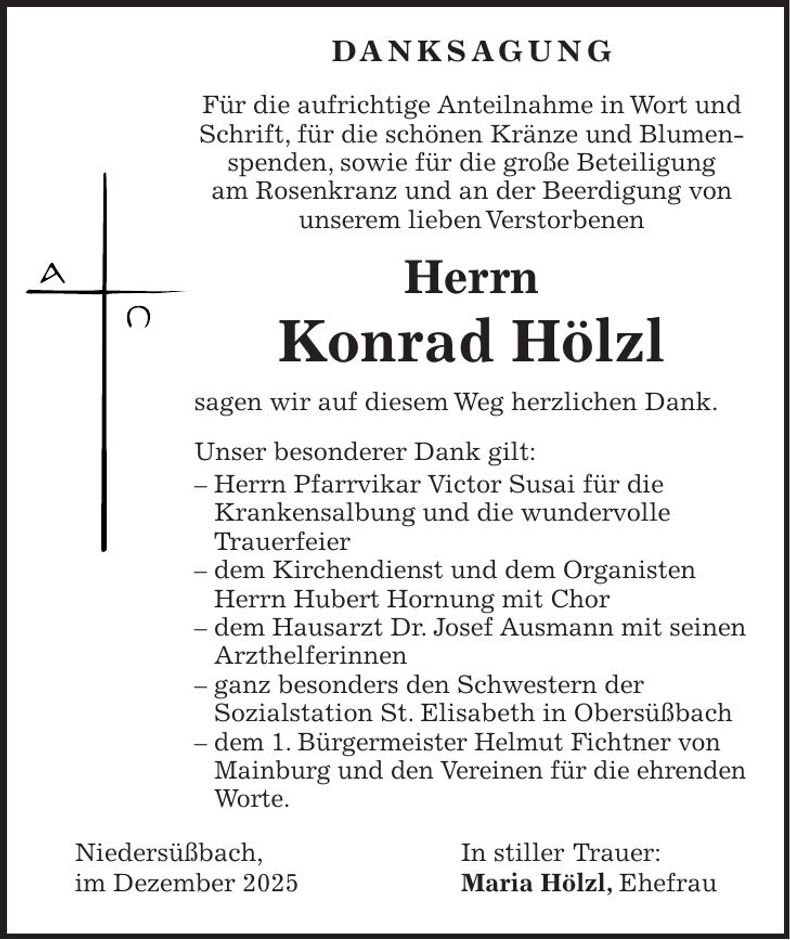 Traueranzeige Konrad Hölzl