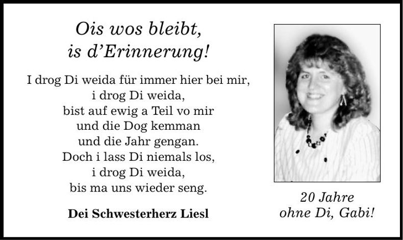 Traueranzeige Gabi Geit