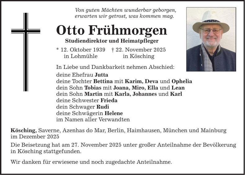 Traueranzeige Otto Frühmorgen
