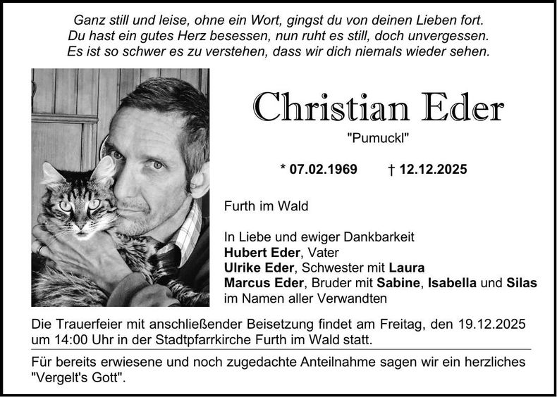 Traueranzeige Christian Eder