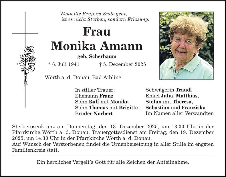 Traueranzeige Franz Amann