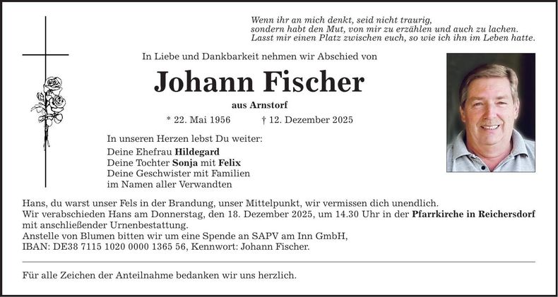 Traueranzeige Johann Fischer