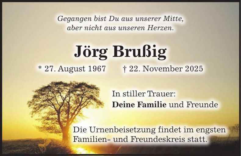 Traueranzeige Jörg Brußig