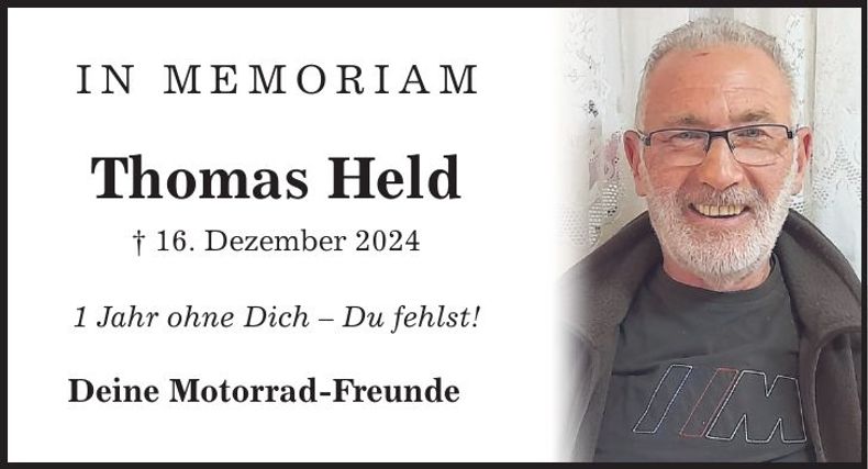 Traueranzeige Thomas Held