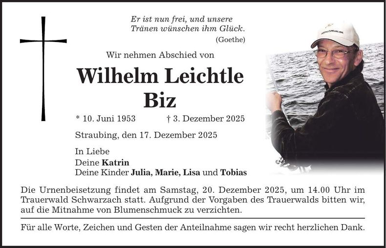 Traueranzeige Wilhelm (Biz) Leichtle