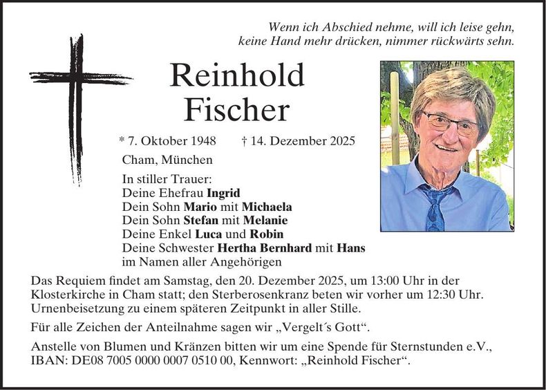 Traueranzeige Reinhold Fischer