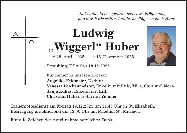 Traueranzeige Ludwig "Wiggerl" Huber