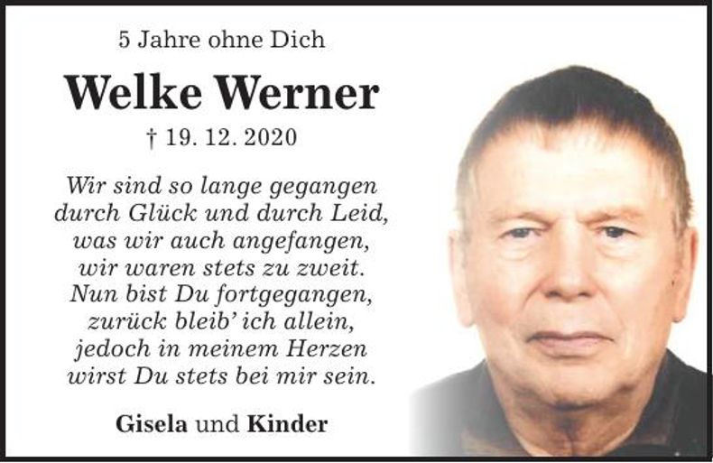 Traueranzeige Werner Welke
