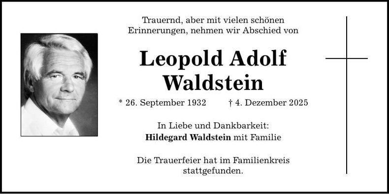 Traueranzeige Leopold Adolf Waldstein