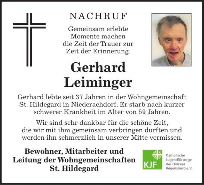 Traueranzeige Gerhard Leiminger