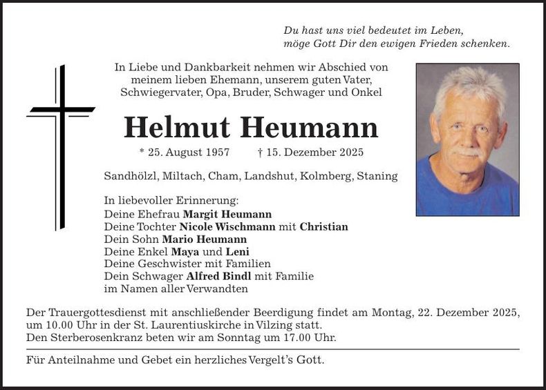 Traueranzeige Heumann Helmut