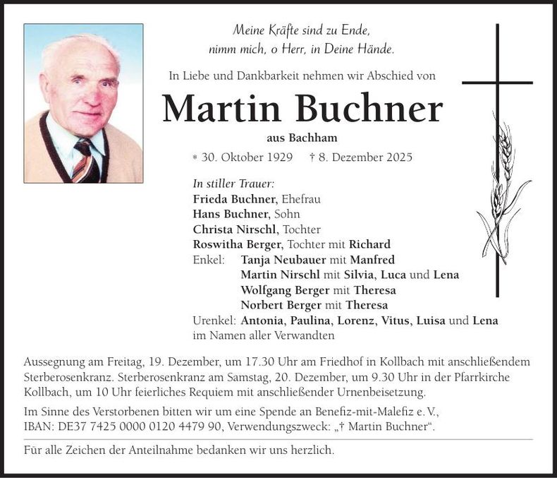 Traueranzeige Martin Buchner