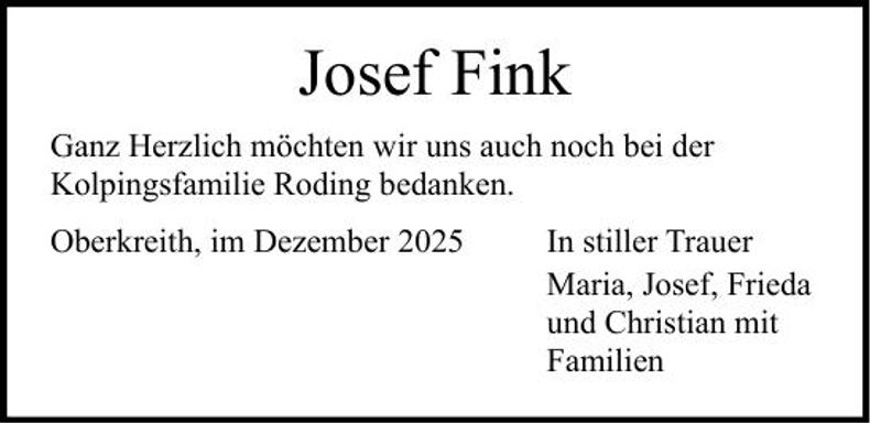 Traueranzeige Josef Fink