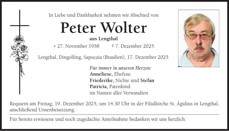 Traueranzeige Peter Wolter