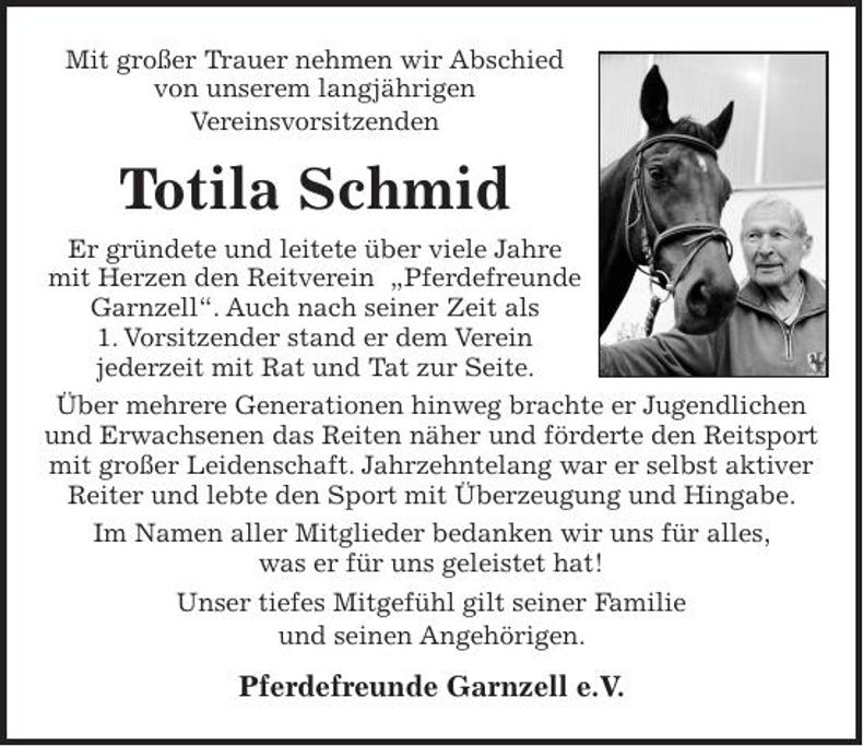 Traueranzeige Totial Schmid