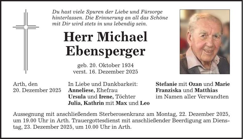Traueranzeige Michael Ebensperger