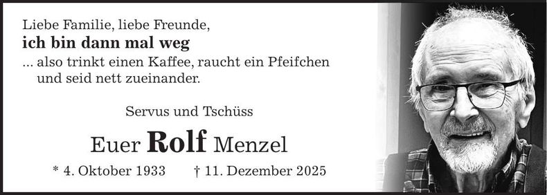Traueranzeige Rolf Menzel