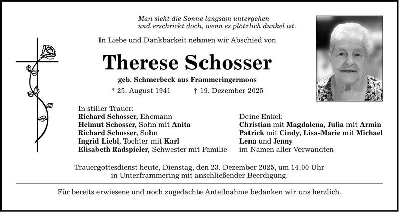 Traueranzeige Therese Schosser