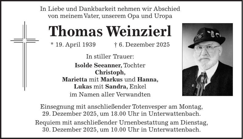 Traueranzeige Thomas Weinzierl