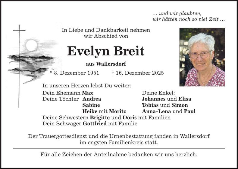 Traueranzeige Evelyn Breit
