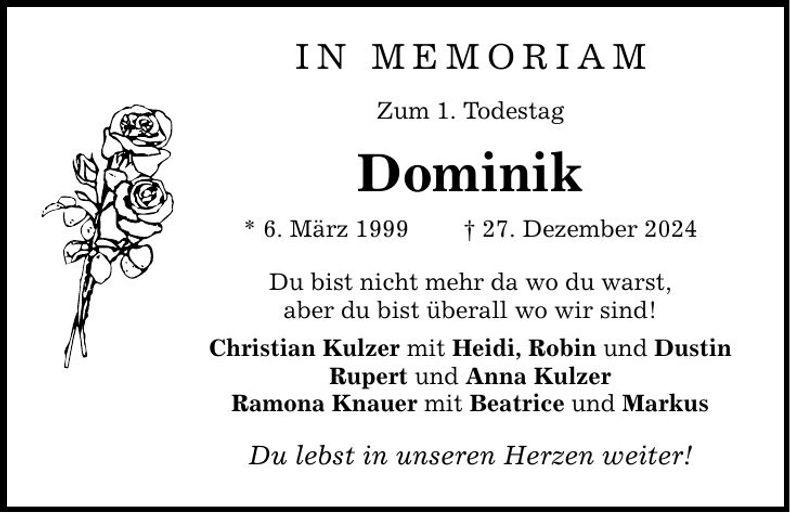 Traueranzeige Dominik 