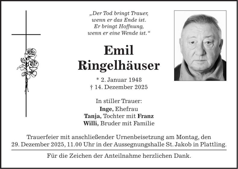 Traueranzeige Emil Ringelhäuser