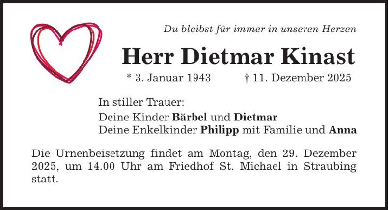 Traueranzeige Dietmar Kinast