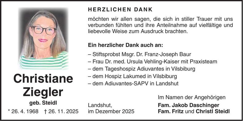 Traueranzeige Christiane Ziegler
