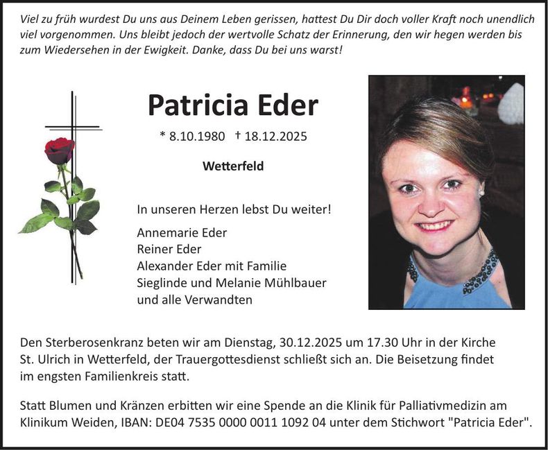 Traueranzeige Patricia Eder