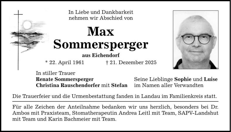 Traueranzeige Max Sommersperger