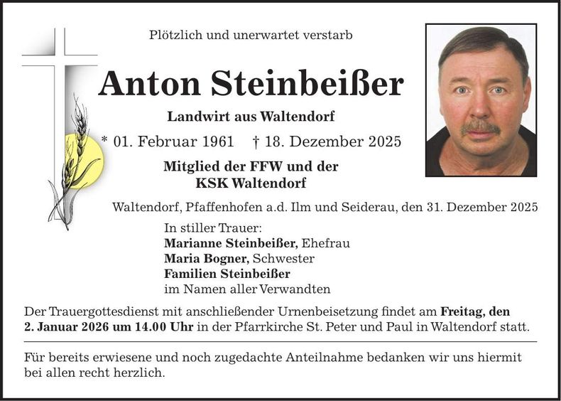 Traueranzeige Anton Steinbeißer