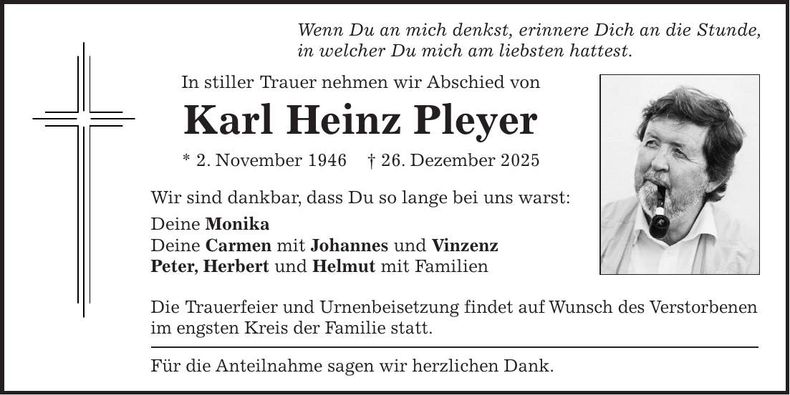 Traueranzeige Karl Heinz Pleyer